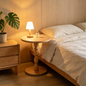 Round Side Table with MDF Tabletop and Solid Wood Legs