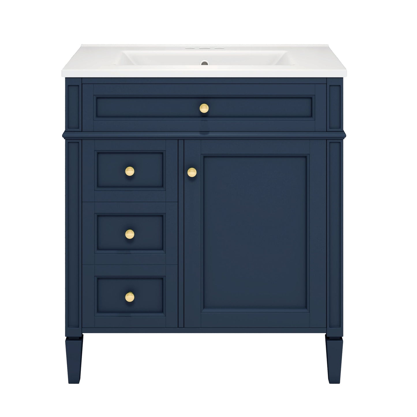 Bathroom Vanity With Medicine Cabinet, Royal Mirror Cabinet, Modern Bathroom Storage Cabinet With 2 Soft Closing Doors And 4 Drawers