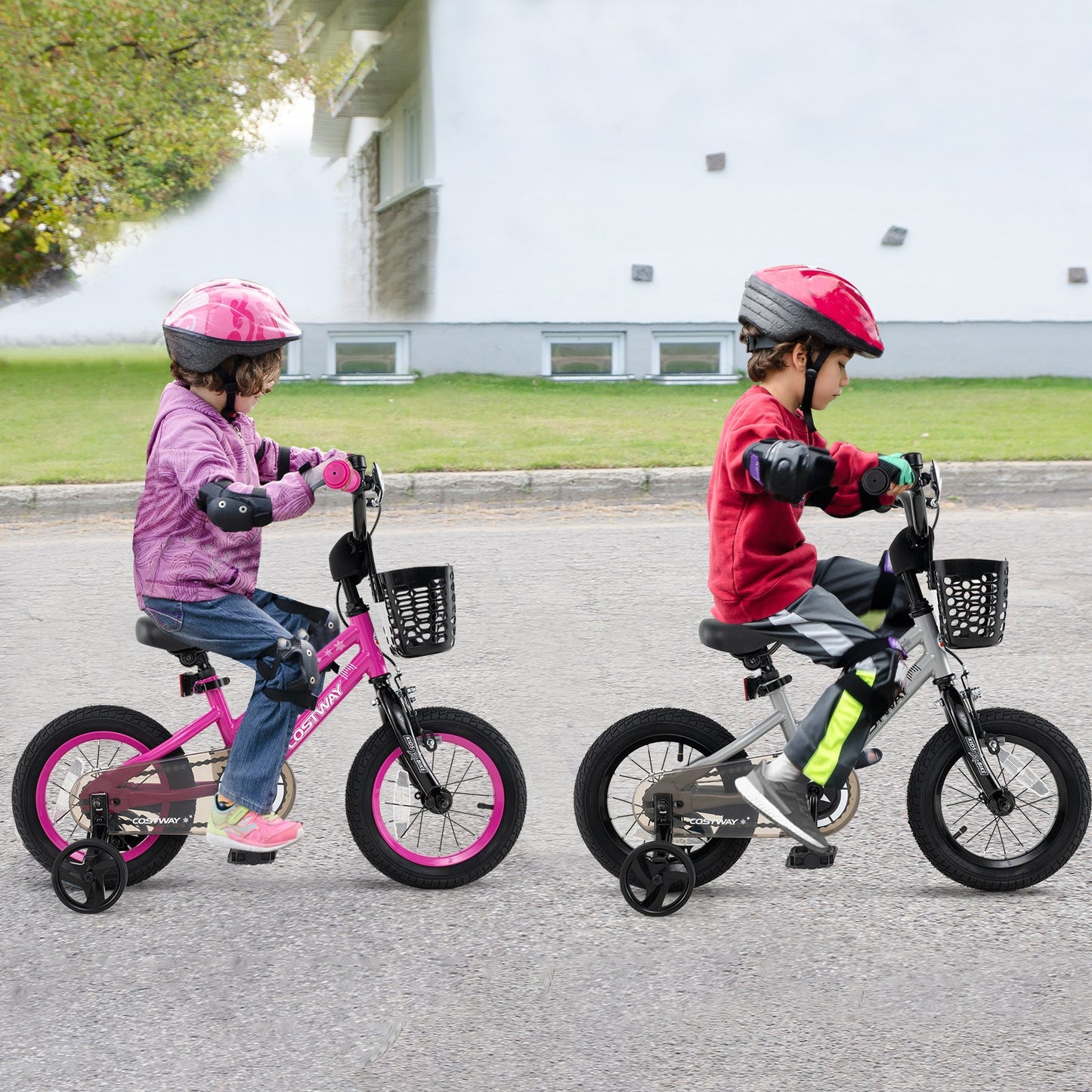 12 Inch Kids Bike Adjustable with Transparent Chain Cover for 3-4 Years Old