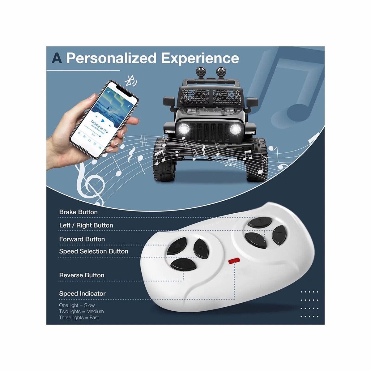 12V 2-Seater Electric Ride-On Car with LED Lights, MP3 Player, and Remote Control for Kids