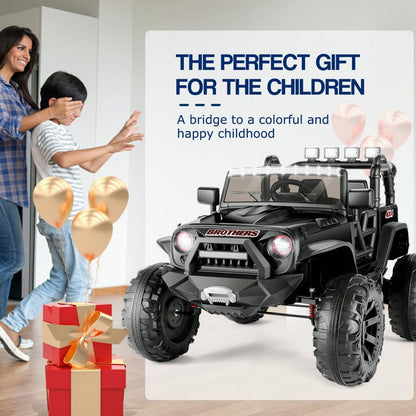 Jeep 24V/12V Kids Electric Ride-On Car with Remote Control, 3 Speeds, and LED Lights