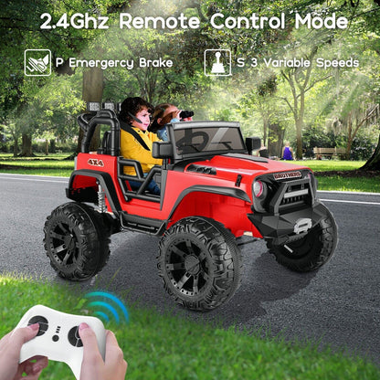Jeep 24V/12V Kids Electric Ride-On Car with Remote Control, 3 Speeds, and LED Lights