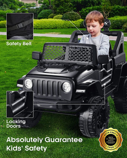 Electric Ride-On Jeep Truck for Kids: 12V/24V ATV Toy with Four-Wheel Drive