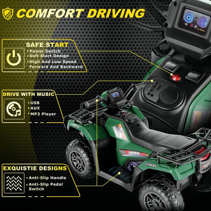 Electric Ride-On ATV Jeep Truck for Kids with MP3 Player - 12V/24V 4-Wheeler Car Toy for Toddlers