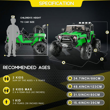 Electric Ride-On ATV Jeep Truck for Kids with MP3 Player - 12V/24V 4-Wheeler Car Toy for Toddlers