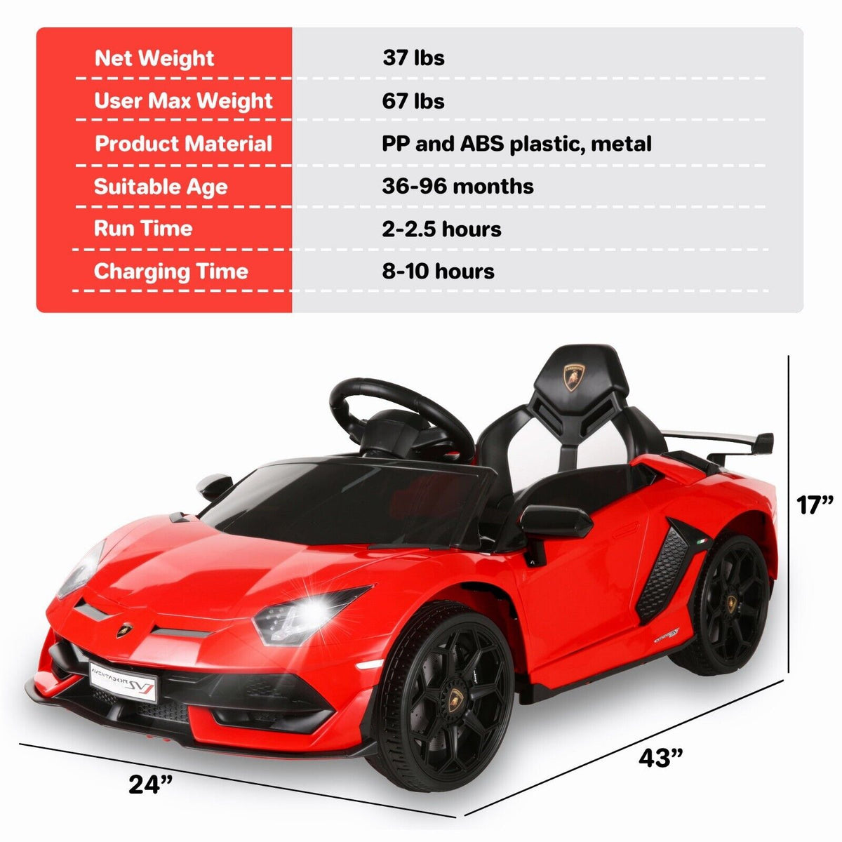12V/24V Electric Ride On Jeep Toy Car with USB, Bluetooth, and Remote Control for Kids