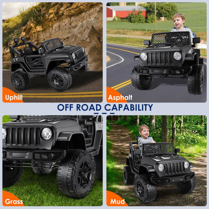 12V/24V Electric Ride On Jeep Toy Car with USB, Bluetooth, and Remote Control for Kids