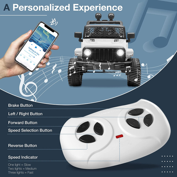 12V/24V Electric Ride On Jeep Toy Car with USB, Bluetooth, and Remote Control for Kids