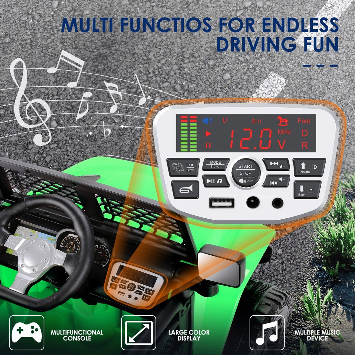 2-Seater Kids Electric Car with 2.4G Remote Control - 12V Ride-On Truck for Big Adventures