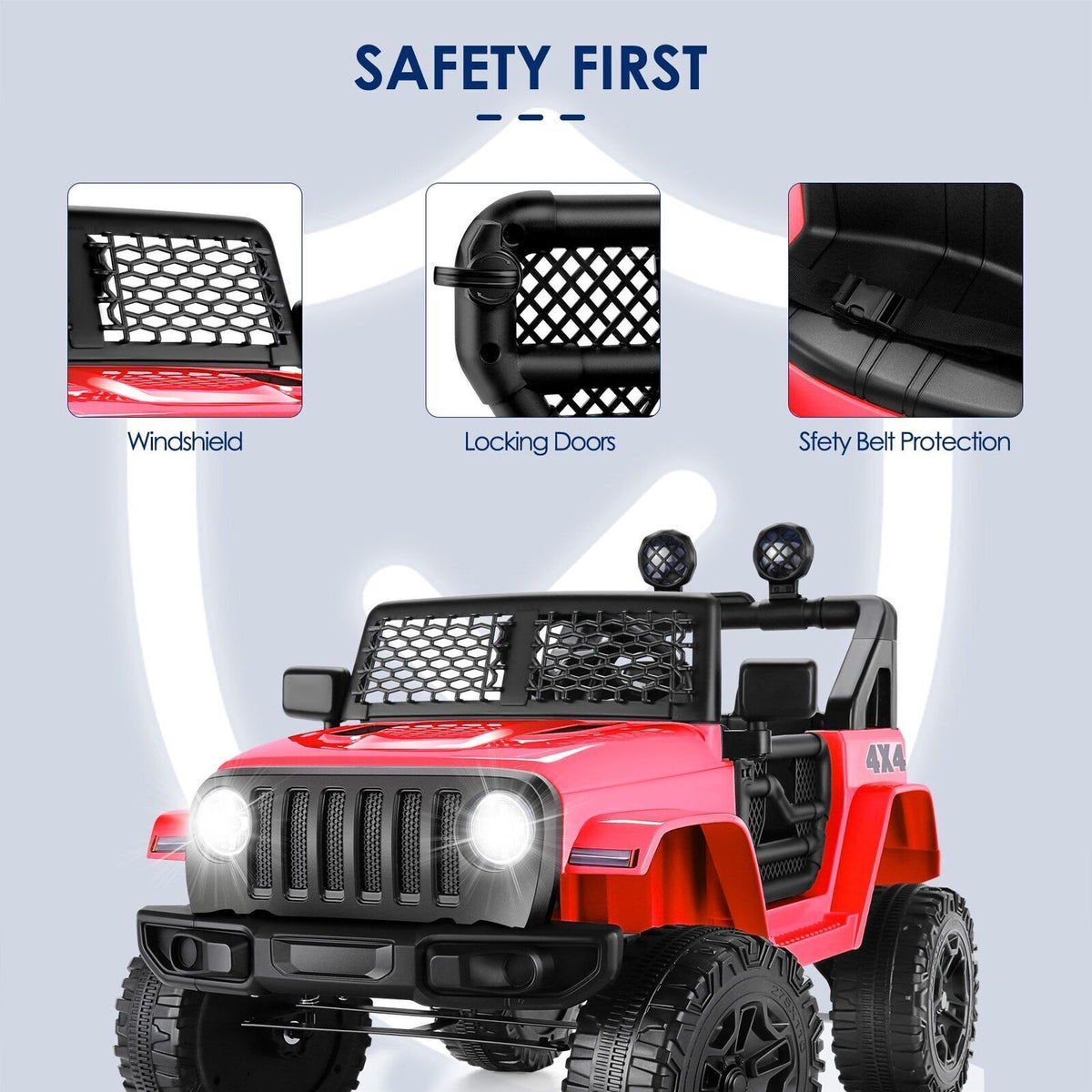 12V 7Ah Electric Kids Ride On Car Power Wheels Jeep - 2 Seater, Safe and Reliable