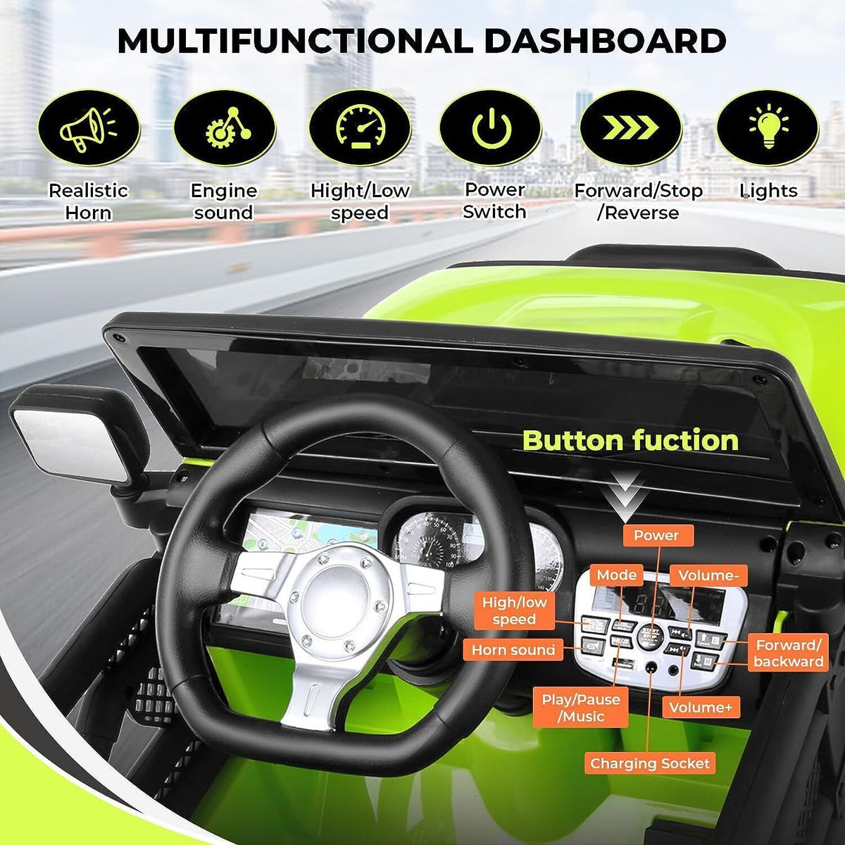 2 Seater Electric Jeep Car for Kids with Remote Control - Fun Ride-On Toy for Children