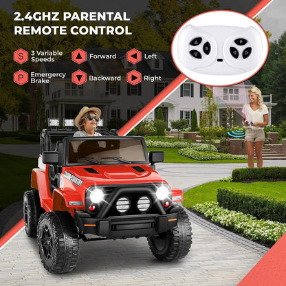 Electric Ride-On Car for Kids with Parent Remote Control and Music Player - 12V Truck Design
