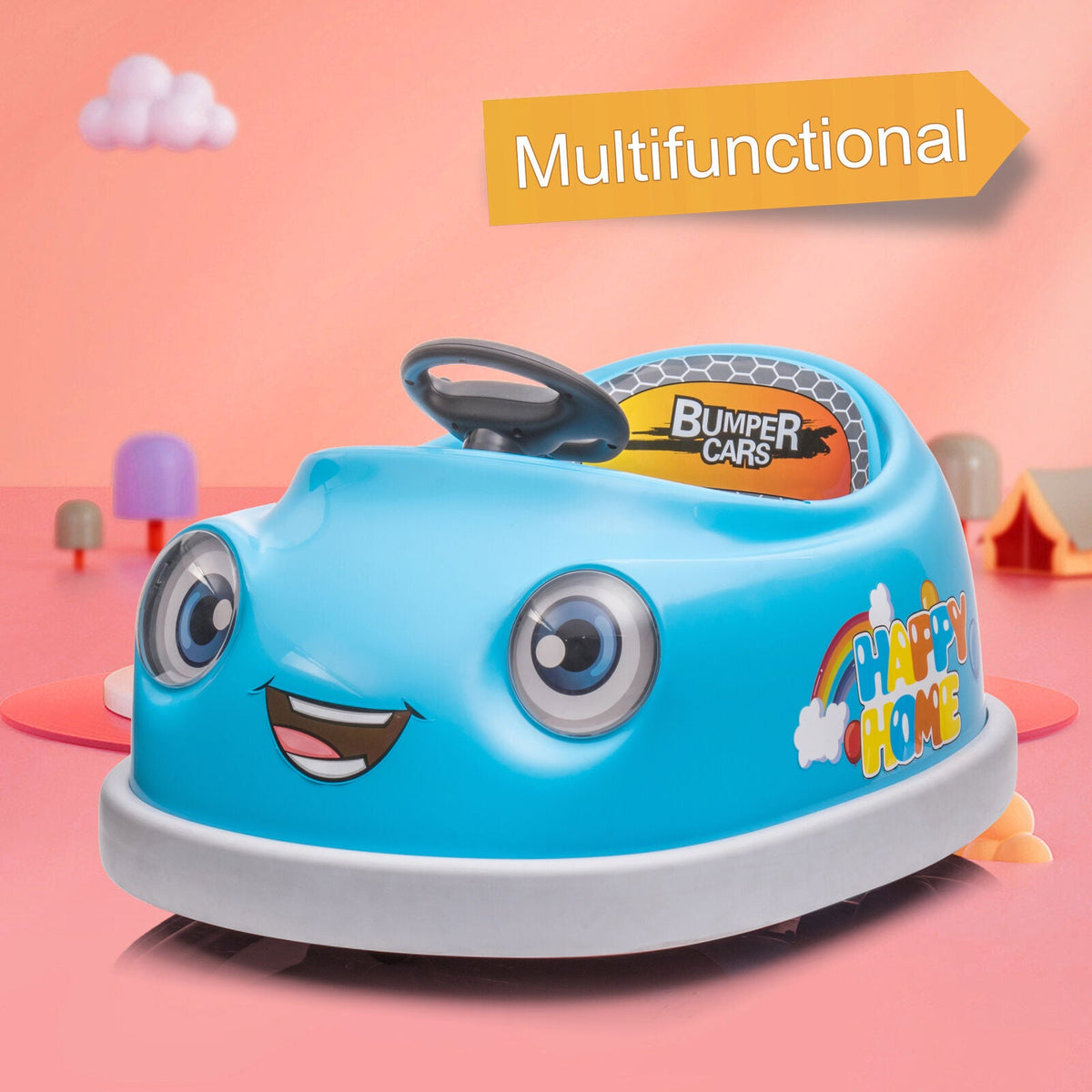12V Battery Powered Bumper Car for Kids with Remote Control & LED Lights