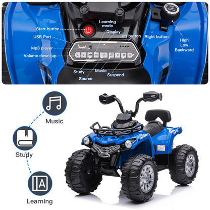 12V Battery Powered Electric ATV Quad for Kids - 4-Wheel Ride On Toy with 2 Speed Options