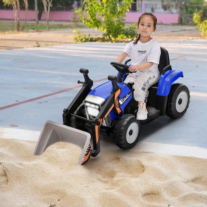12V Battery Powered Kids Excavator with Adjustable Arm - Blue