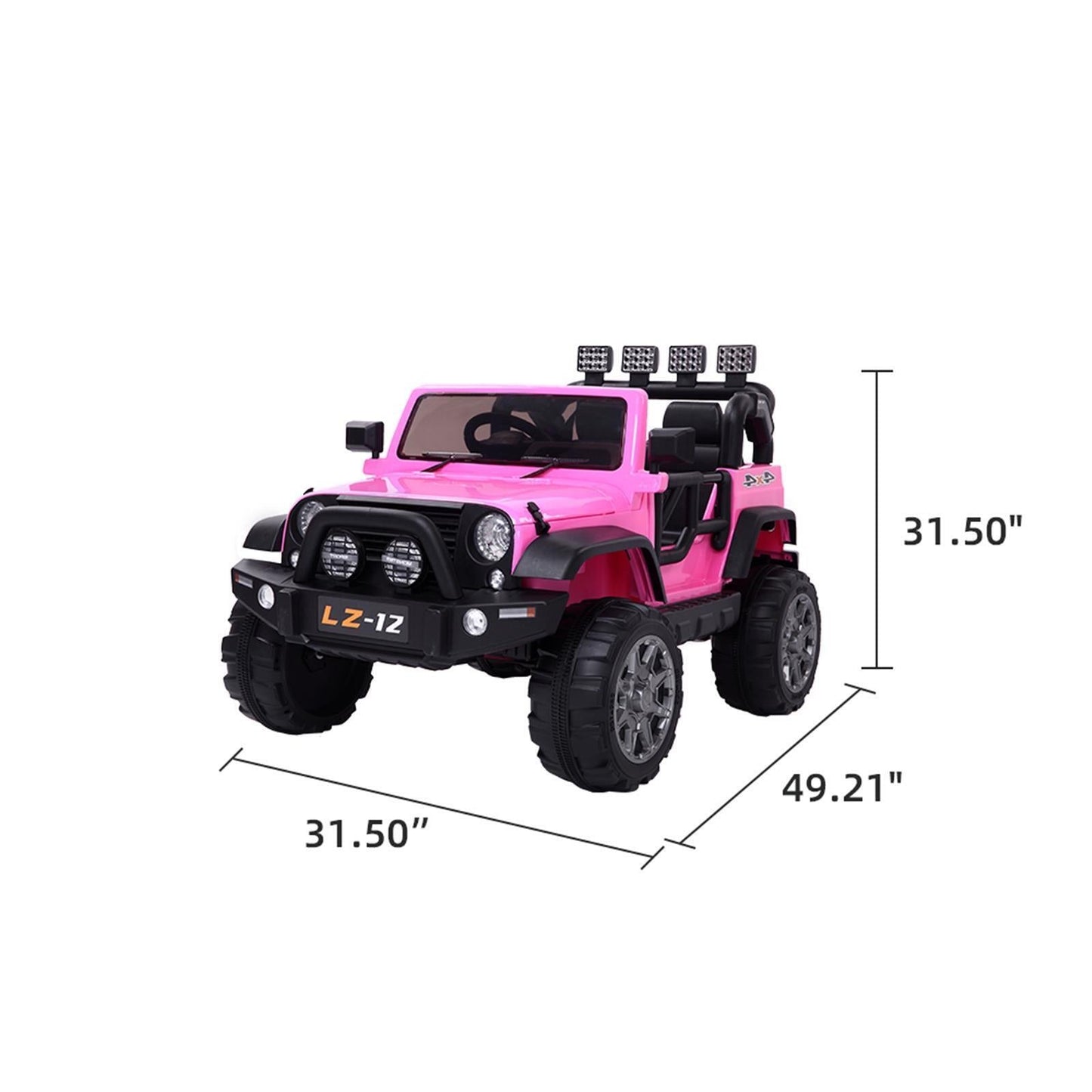 12V Battery-Powered Kids Ride-On Car with Music, Lights, and Remote Control - Pink