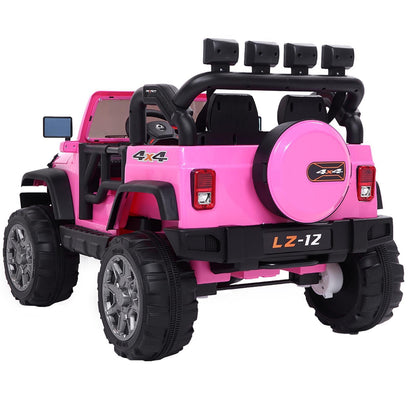 12V Battery-Powered Kids Ride-On Car with Music, Lights, and Remote Control - Pink