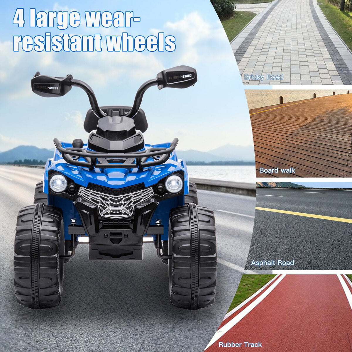 12V Electric Ride-On ATV Quad for Kids with MP3 and Lights - 2 Speeds, Perfect Gift for Adventure Seekers
