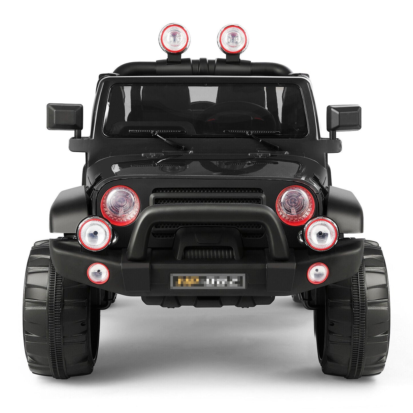 12V Battery Powered Kids Ride-On Truck with MP3, LED Lights, Remote Control, and Cover - Black
