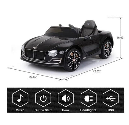 12V Battery Powered Ride-On Car for Kids Ages 2-8 with Parental Remote Control - Black