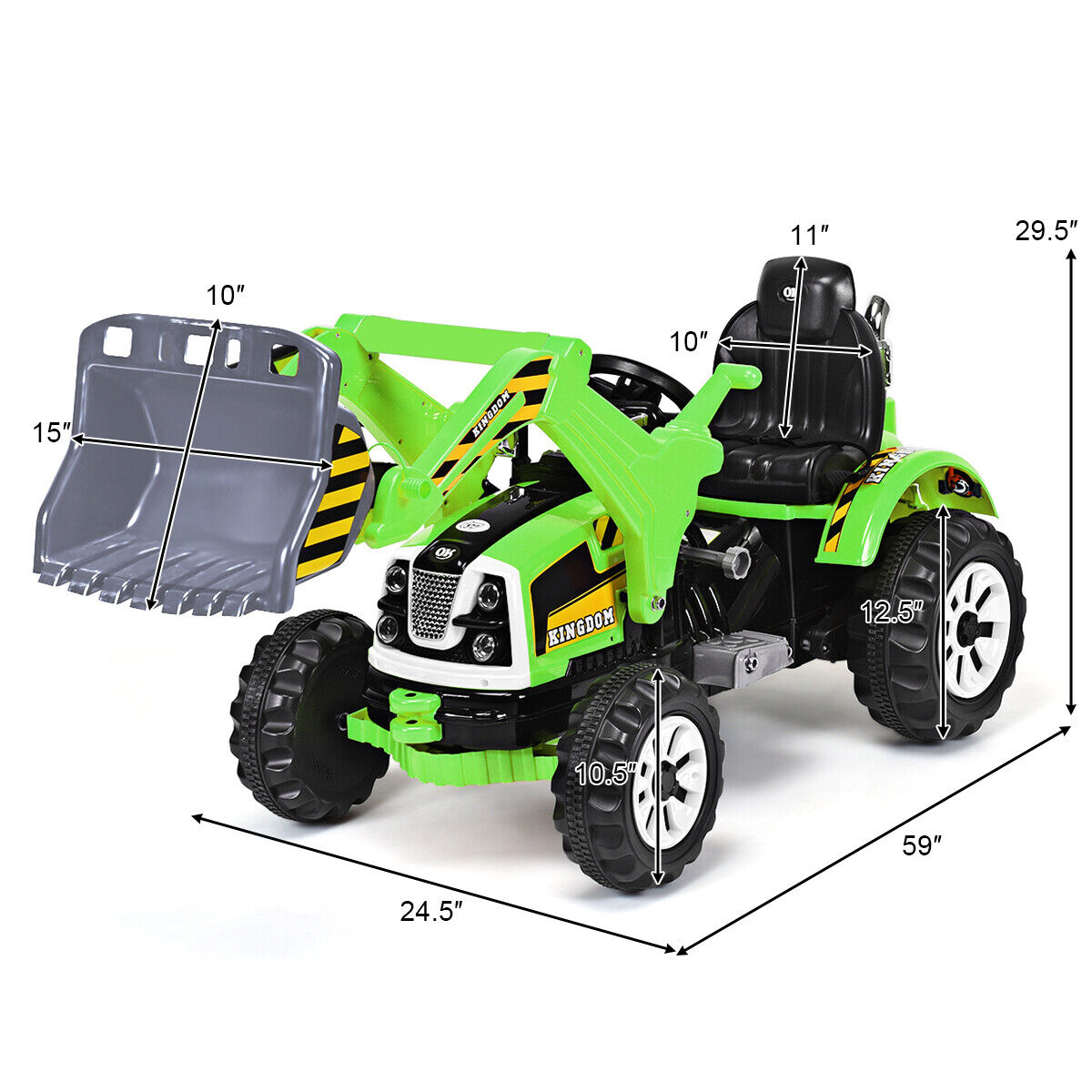 12V Battery Powered Ride-On Excavator Truck with Front Loader Digger for Outdoor Play
