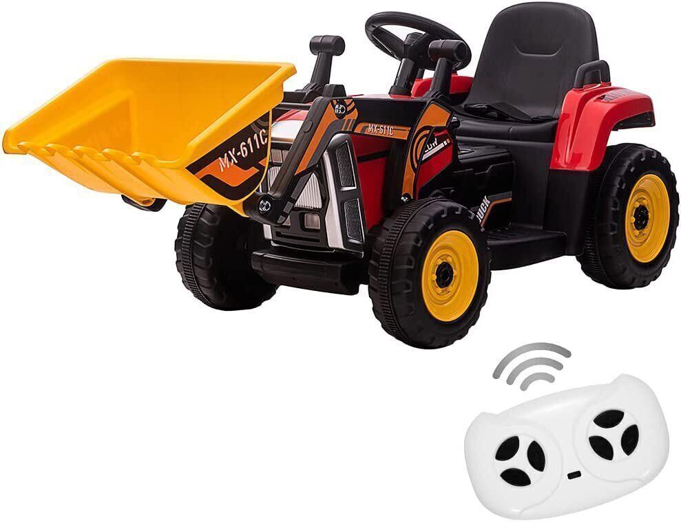 12V Battery-Powered Ride-On Excavator with Remote Control and Bucket for Kids