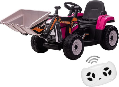 12V Battery-Powered Ride-On Excavator with Remote Control and Bucket for Kids