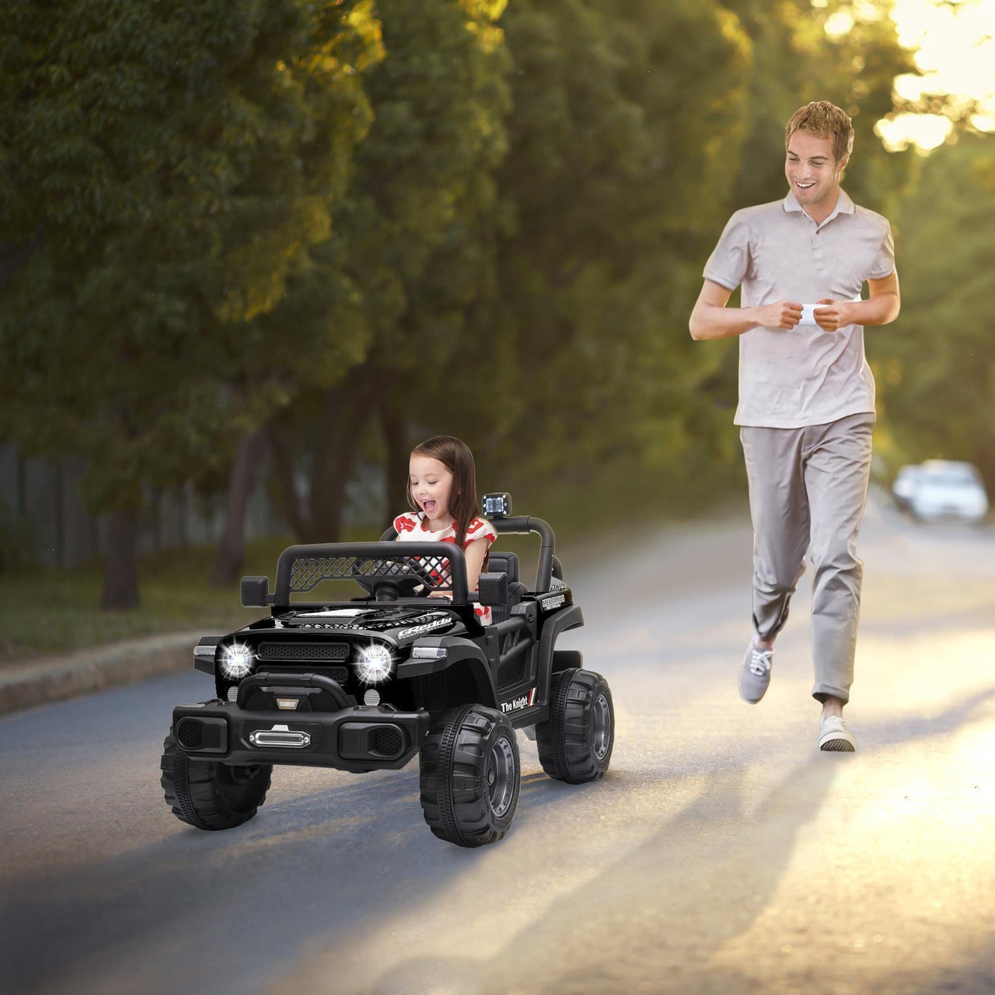 12V Battery Powered Ride On Truck with 2 Front LED Lights - Perfect Gift for Kids