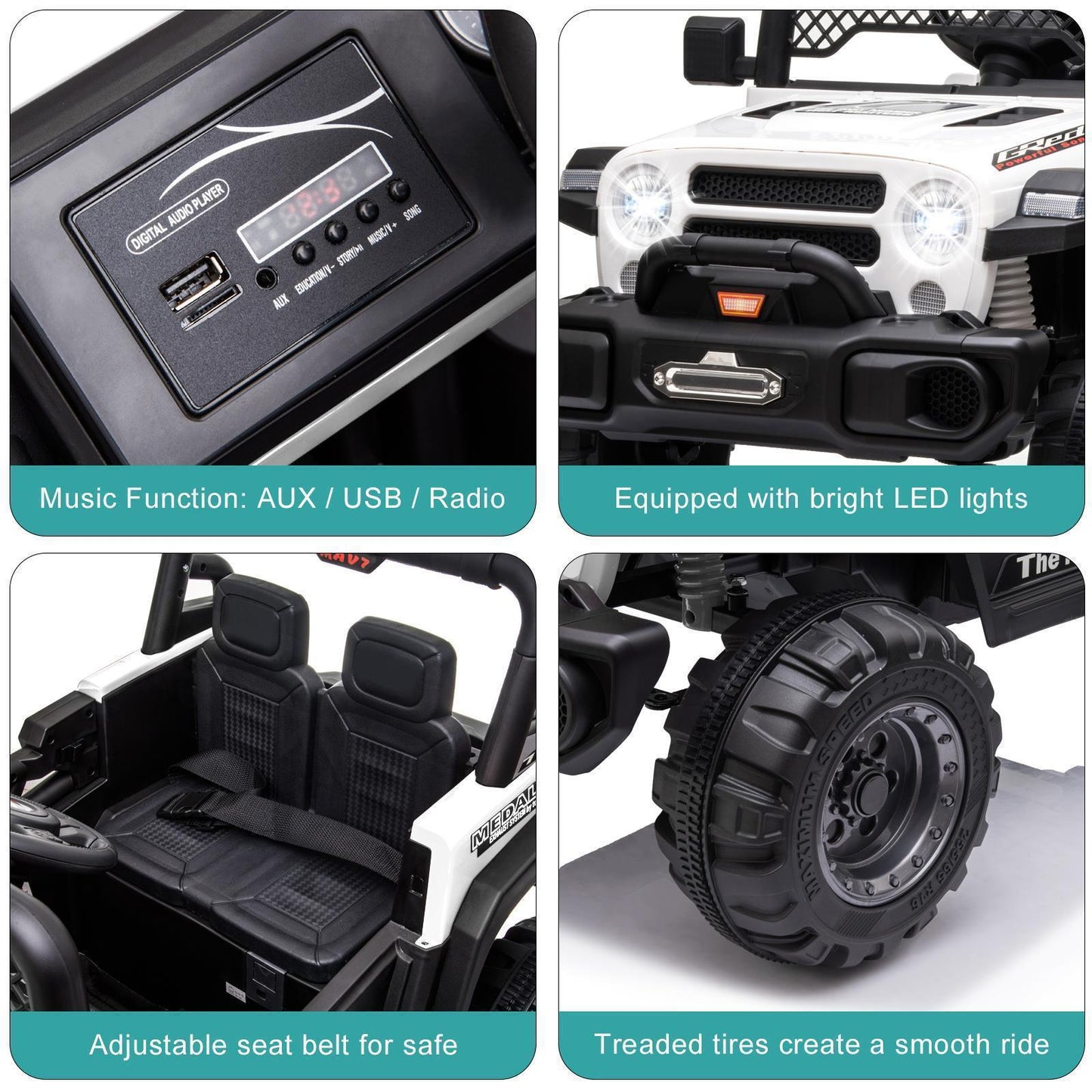 12V Battery Powered Ride On Truck with 2 Front LED Lights - Perfect Gift for Kids