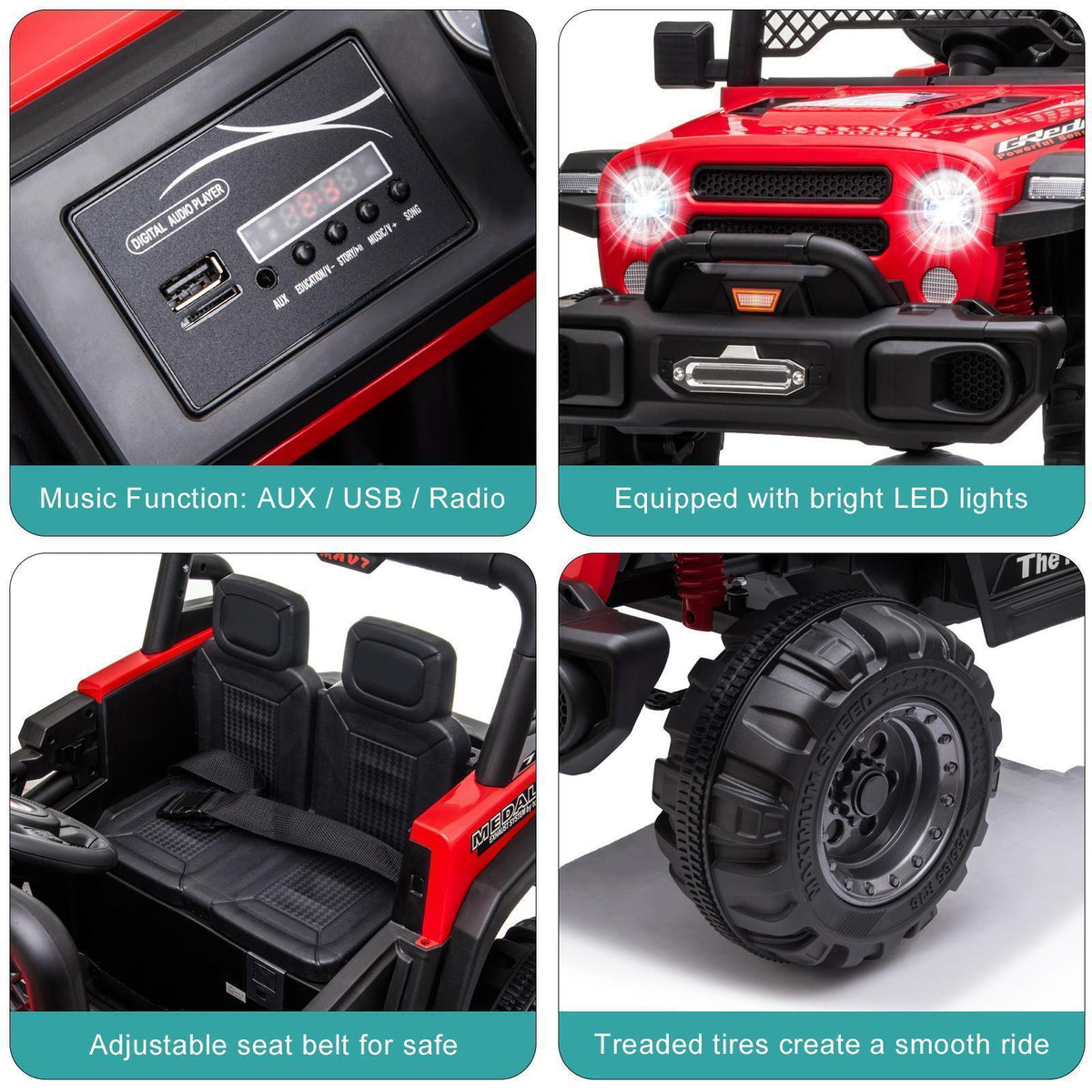 12V Battery Powered Ride On Truck with 2 Front LED Lights - Perfect Gift for Kids