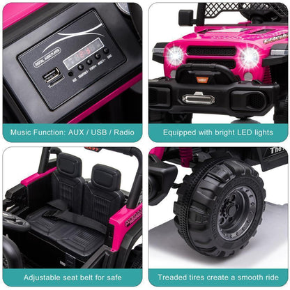 12V Battery Powered Ride On Truck with 2 Front LED Lights - Perfect Gift for Kids