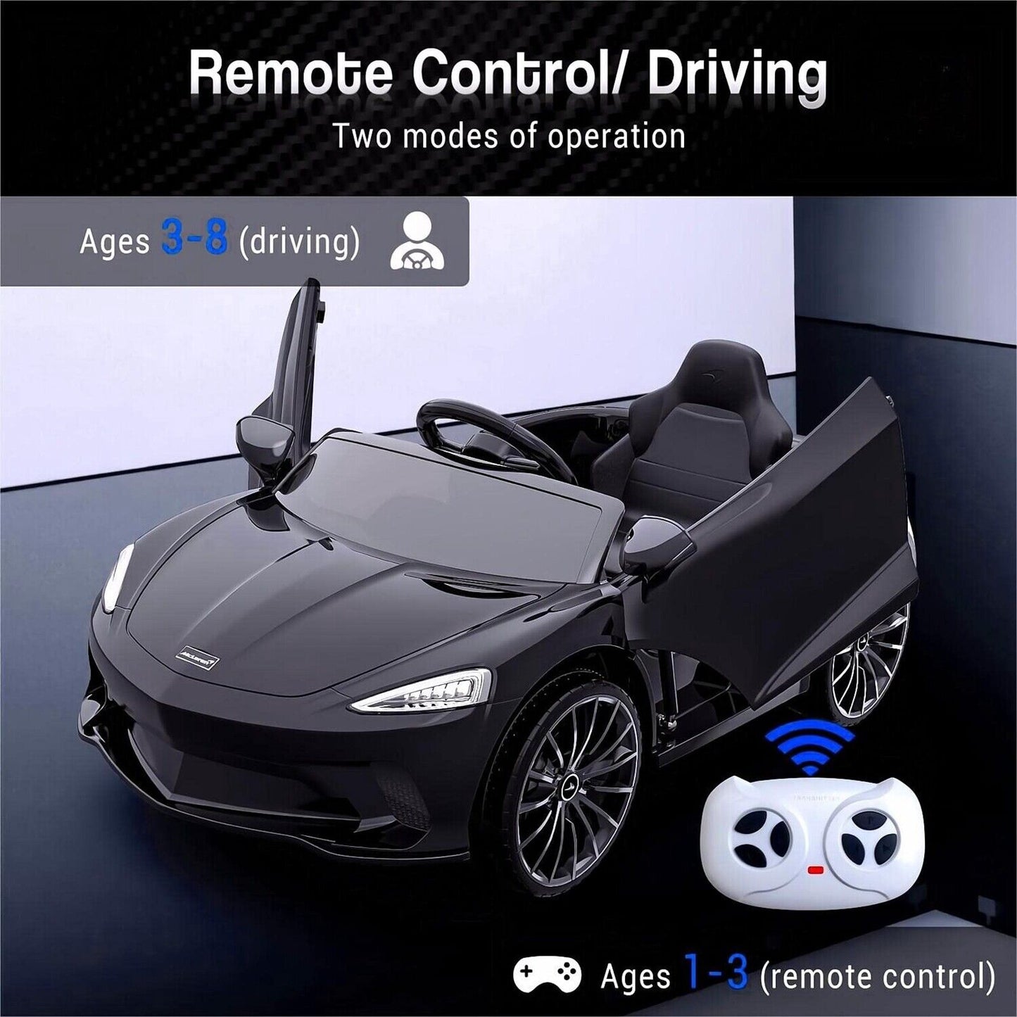 12V Battery Powered Sports Car for Kids with LED Headlights and 2 Speed Options