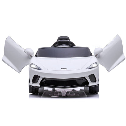 12V Battery Powered Sports Car for Kids with LED Headlights and 2 Speeds - White