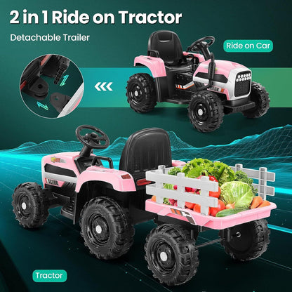 Electric Kids Ride-On Tractor with Trailer - Perfect Toddler Toy Gift