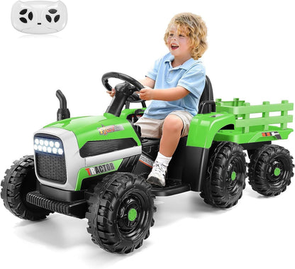 Electric Kids Ride-On Tractor with Trailer - Perfect Toddler Toy Gift