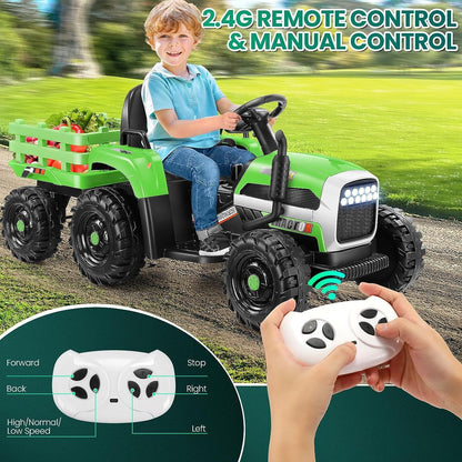 Electric Kids Ride-On Tractor with Trailer - Perfect Toddler Toy Gift