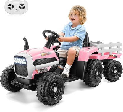 Electric Kids Ride On Tractor with Trailer - Perfect Christmas Gift!