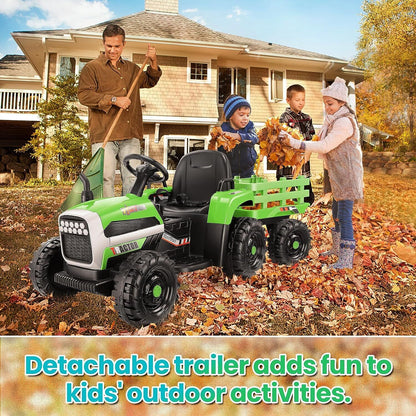 Electric Kids Ride On Tractor with Trailer - Perfect Christmas Gift!