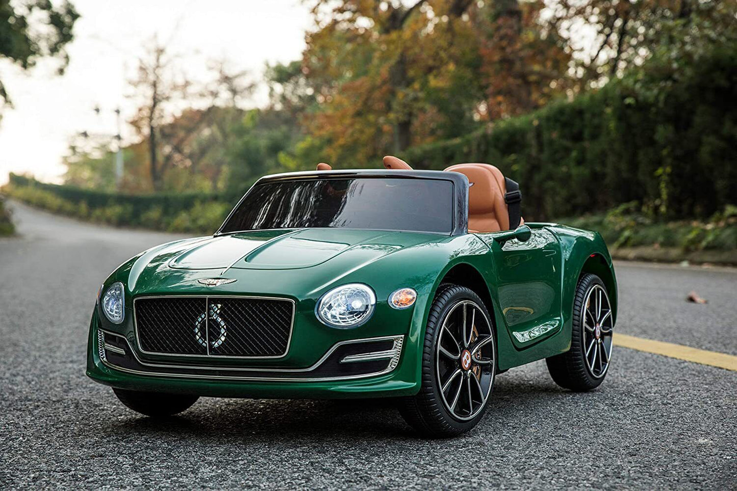 Licensed Bentley Style 12V Electric Ride-On Car with Remote Control and LED Lights - Green