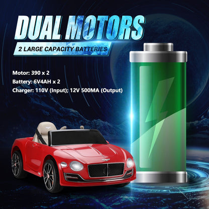 12V Electric Bentley Style Ride On Car for Kids with Remote Control and AUX