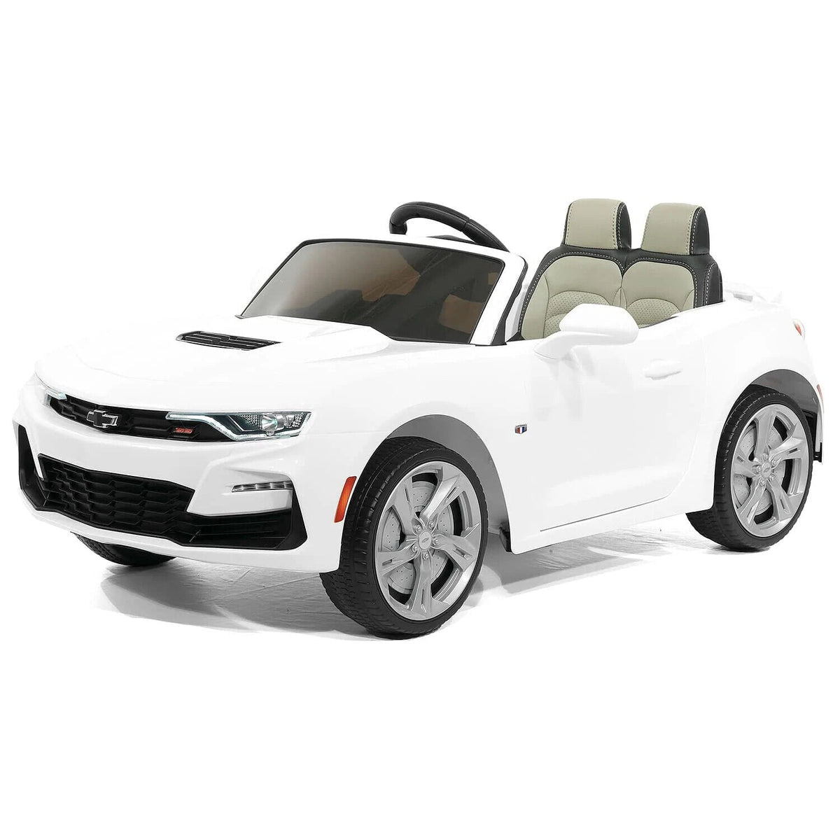 12V Chevrolet Camaro SS Ride-On Car with EVA Rubber Tires, Open Doors, 3 Speeds, and Remote Control