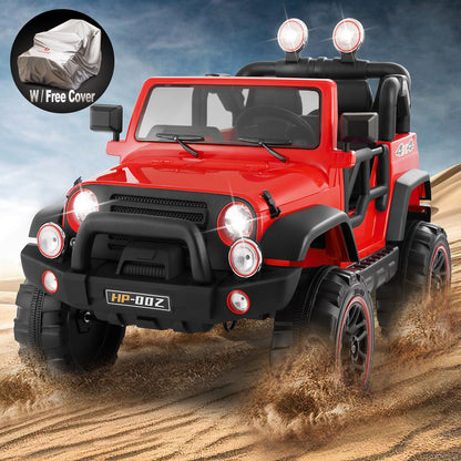 12V Double-Seater Electric Ride-On Truck for Kids with MP3, LED Lights, Cover, and Remote Control