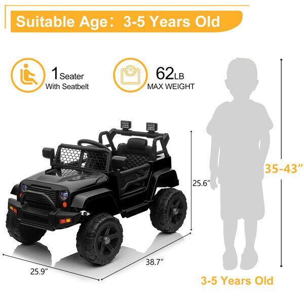 12V Dual Drive Jeep Ride On Car with Remote Control - Perfect Gift for Kids!