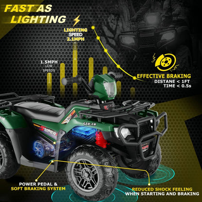 12V Quad for Kids with LED Lights and Dual Speed Options