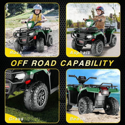 12V Quad for Kids with LED Lights and Dual Speed Options
