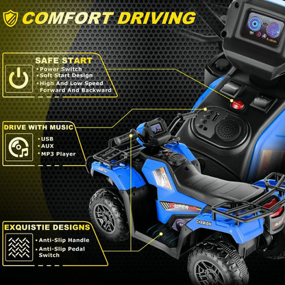 12V Quad for Kids with LED Lights and Dual Speed Options