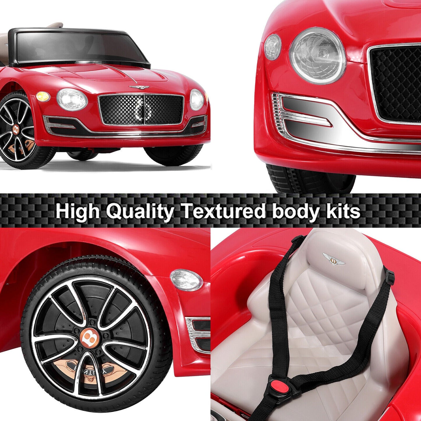 12V Electric Bentley Style Kid Ride On Car with Remote Control and LED Lights