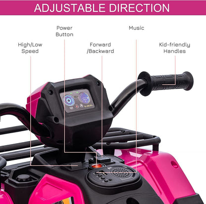 12V Electric ATV Quad for Kids Ages 3-6 in Sleek Black Design