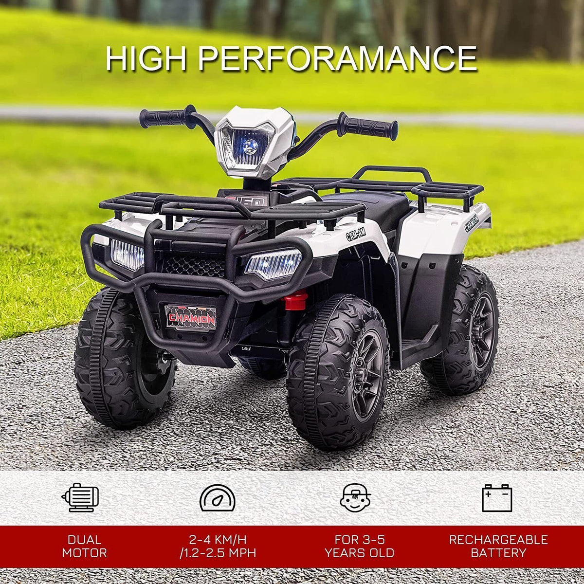12V Electric Kids ATV Quad Car Truck in Black - Suitable for Ages 3-6 Years