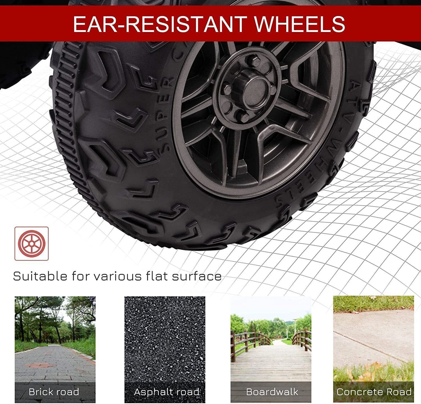 12V Electric Ride-On ATV for Kids 3-6 Years Old - Black Quad Truck with Battery Power